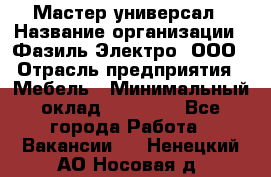 Мастер-универсал › Название организации ­ Фазиль Электро, ООО › Отрасль предприятия ­ Мебель › Минимальный оклад ­ 30 000 - Все города Работа » Вакансии   . Ненецкий АО,Носовая д.